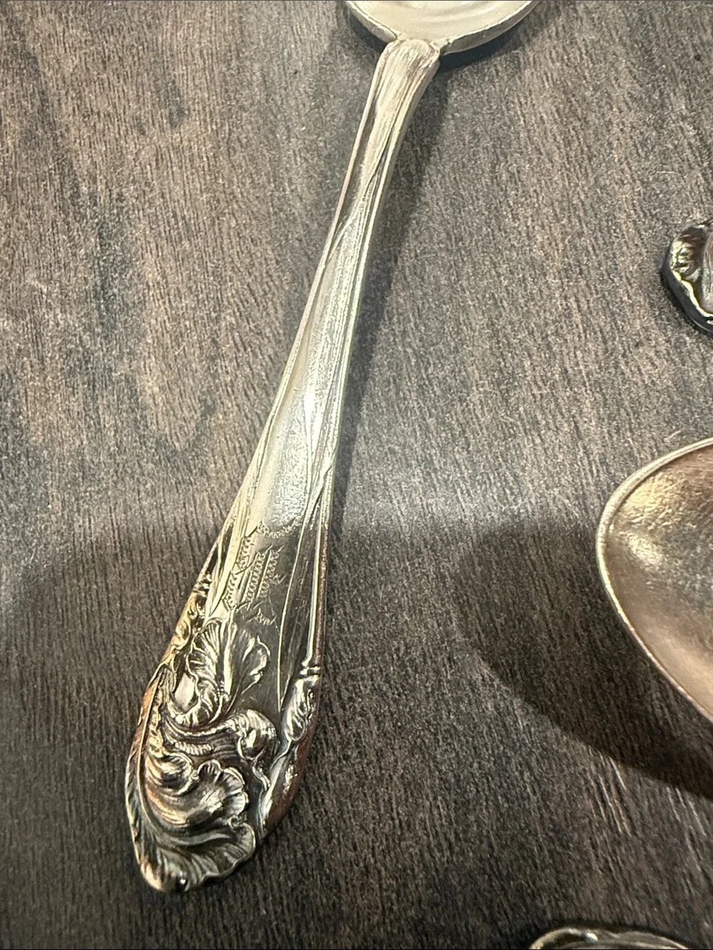 Ornate Silver-Plated Dessert Spoons - Elegant Floral Design
